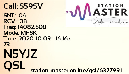 QSL Card for N5YJZ QSO with S59SV