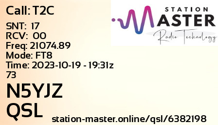 QSL Card for N5YJZ QSO with T2C