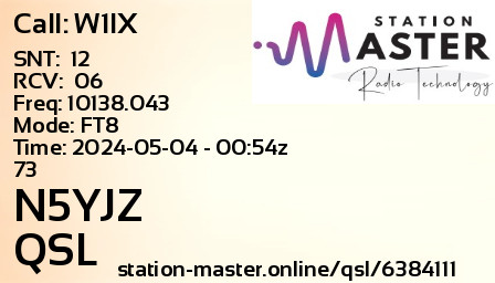 QSL Card for N5YJZ QSO with W1IX