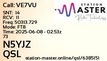 QSL Card for N5YJZ QSO with VE7VU