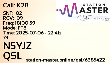 QSL Card for N5YJZ QSO with K2B