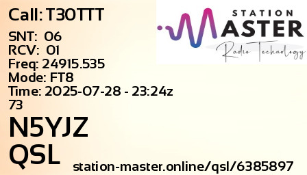 QSL Card for N5YJZ QSO with T30TTT