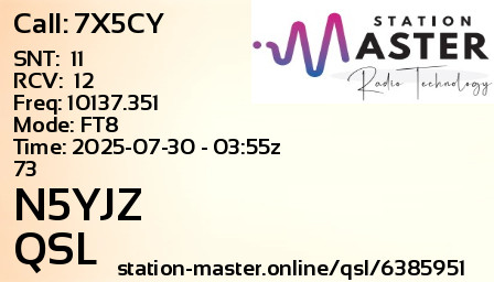 QSL Card for N5YJZ QSO with 7X5CY