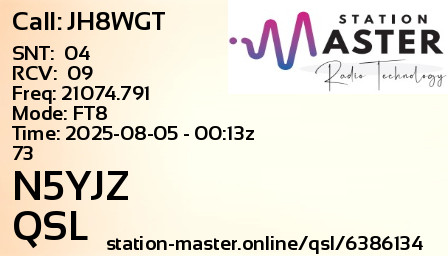 QSL Card for N5YJZ QSO with JH8WGT