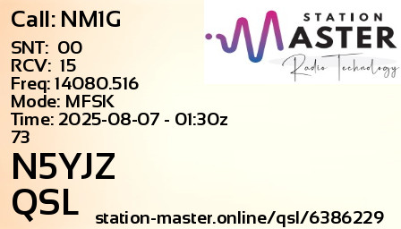 QSL Card for N5YJZ QSO with NM1G