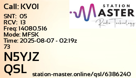 QSL Card for N5YJZ QSO with KV0I