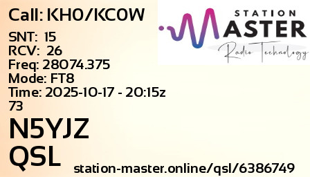 QSL Card for N5YJZ QSO with KH0/KC0W