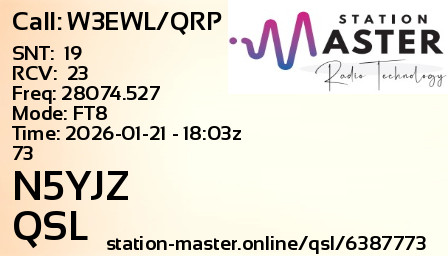 QSL Card for N5YJZ QSO with W3EWL/QRP