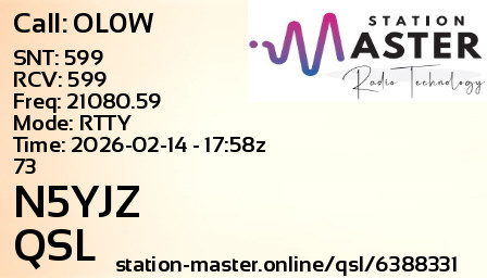 QSL Card for N5YJZ QSO with OL0W