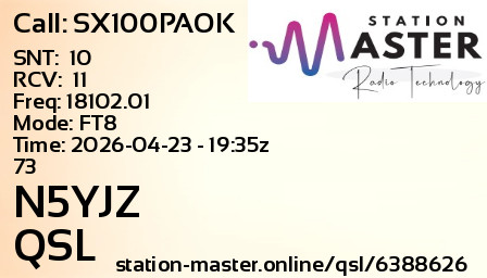 QSL Card for N5YJZ QSO with SX100PAOK