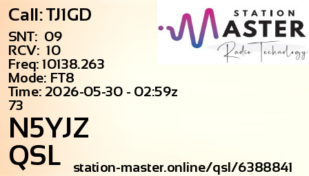 QSL Card for N5YJZ QSO with TJ1GD