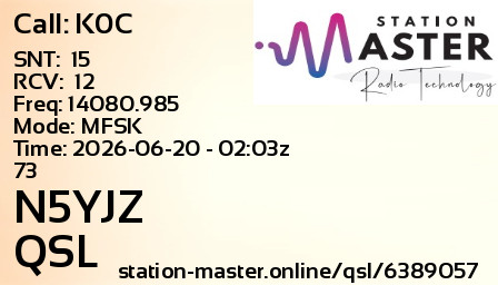 QSL Card for N5YJZ QSO with K0C