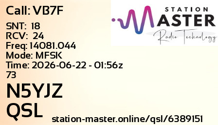 QSL Card for N5YJZ QSO with VB7F