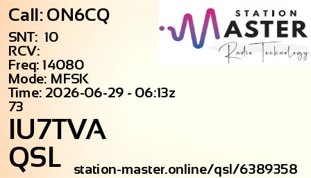 QSL Card for IU7TVA QSO with ON6CQ