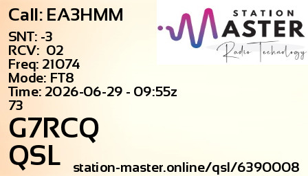 QSL Card for G7RCQ QSO with EA3HMM