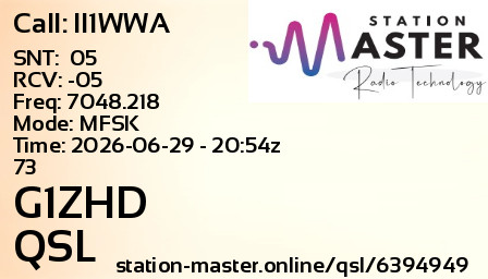 QSL Card for G1ZHD QSO with II1WWA