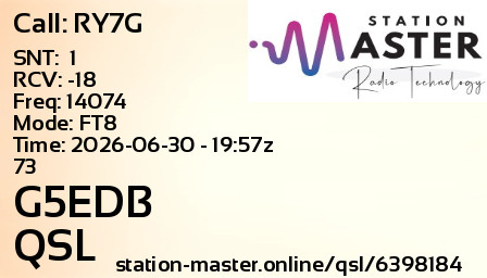 QSL Card for G5EDB QSO with RY7G
