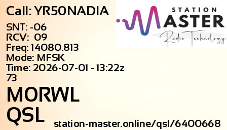 QSL Card for M0RWL QSO with YR50NADIA