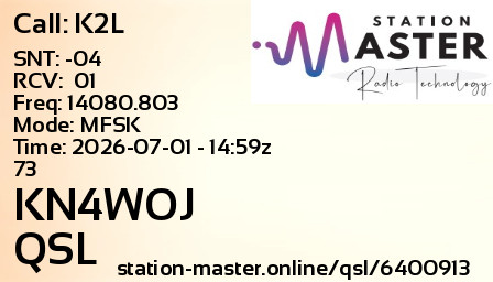 QSL Card for KN4WOJ QSO with K2L