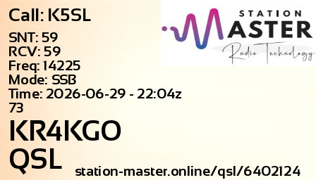 QSL Card for KR4KGO QSO with K5SL