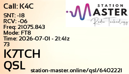 QSL Card for K7TCH QSO with K4C