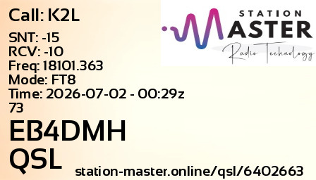 QSL Card for EB4DMH QSO with K2L