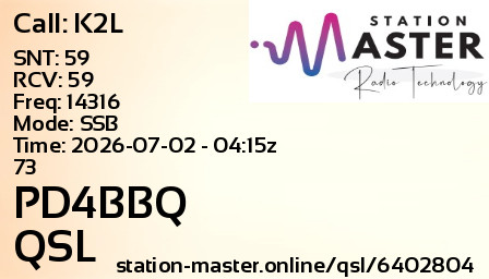 QSL Card for PD4BBQ QSO with K2L