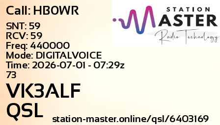 QSL Card for VK3ALF QSO with HB0WR