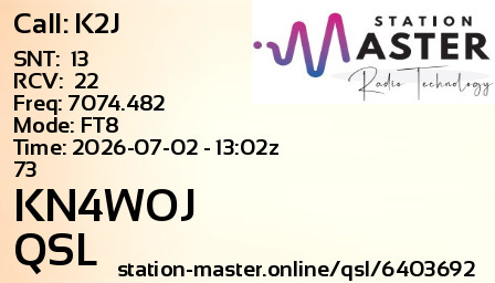 QSL Card for KN4WOJ QSO with K2J