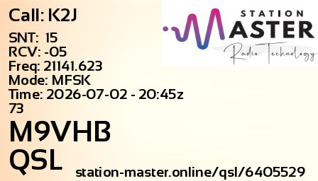 QSL Card for M9VHB QSO with K2J