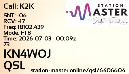 QSL Card for KN4WOJ QSO with K2K