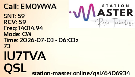 QSL Card for IU7TVA QSO with EM0WWA