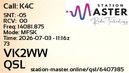 QSL Card for VK2WW QSO with K4C