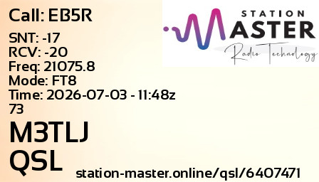 QSL Card for M3TLJ QSO with EB5R