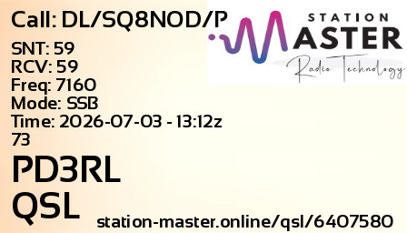 QSL Card for PD3RL QSO with DL/SQ8NOD/P