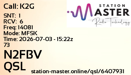 QSL Card for N2FBV QSO with K2G