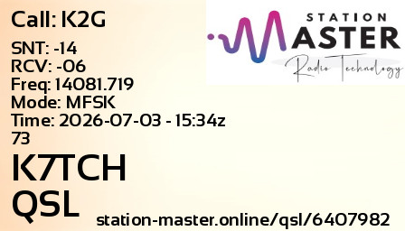 QSL Card for K7TCH QSO with K2G