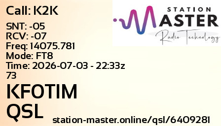 QSL Card for KF0TIM QSO with K2K