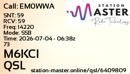 QSL Card for M6KCI QSO with EM0WWA