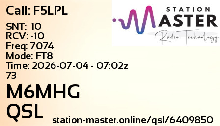 QSL Card for M6MHG QSO with F5LPL