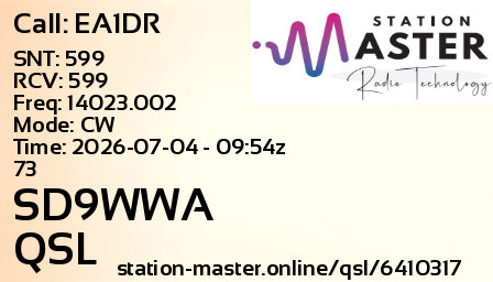 QSL Card for SD9WWA QSO with EA1DR