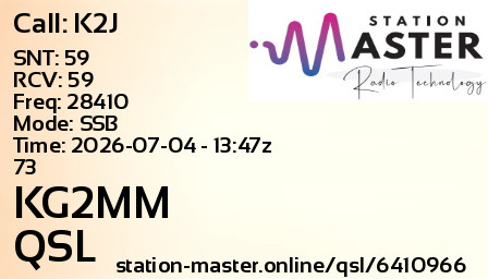 QSL Card for KG2MM QSO with K2J