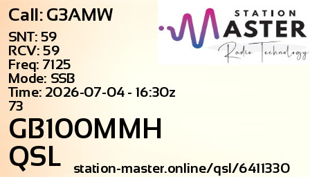 QSL Card for GB100MMH QSO with G3AMW