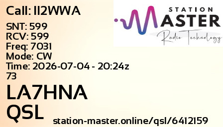 QSL Card for LA7HNA QSO with II2WWA