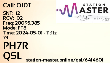 QSL Card for PH7R QSO with OJ0T