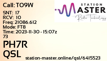 QSL Card for PH7R QSO with TO9W