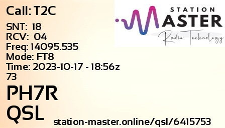 QSL Card for PH7R QSO with T2C