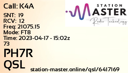 QSL Card for PH7R QSO with K4A