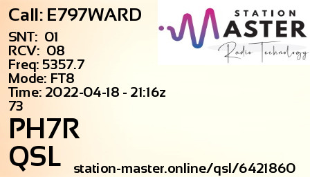 QSL Card for PH7R QSO with E797WARD