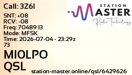 QSL Card for MI0LPO QSO with 3Z6I